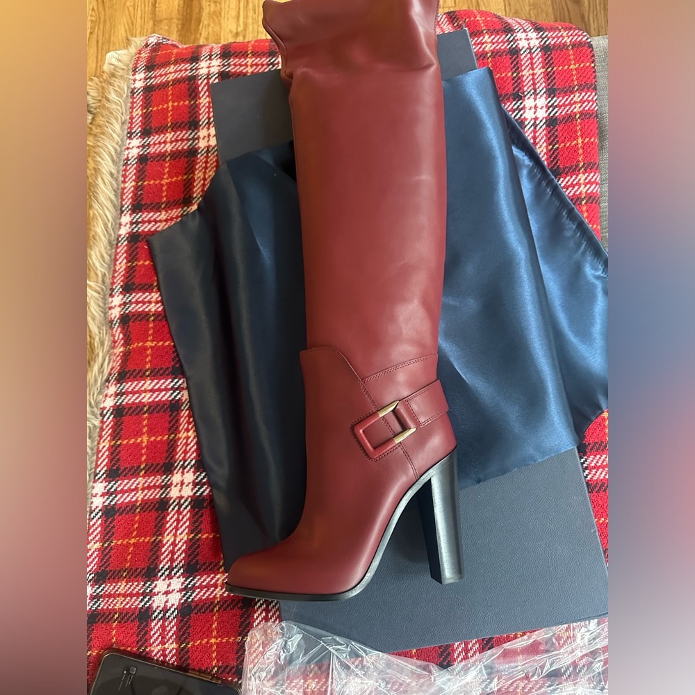 Maroon Sergio Rossi over the knee heel boots. NWT - never used. Spectacular!
